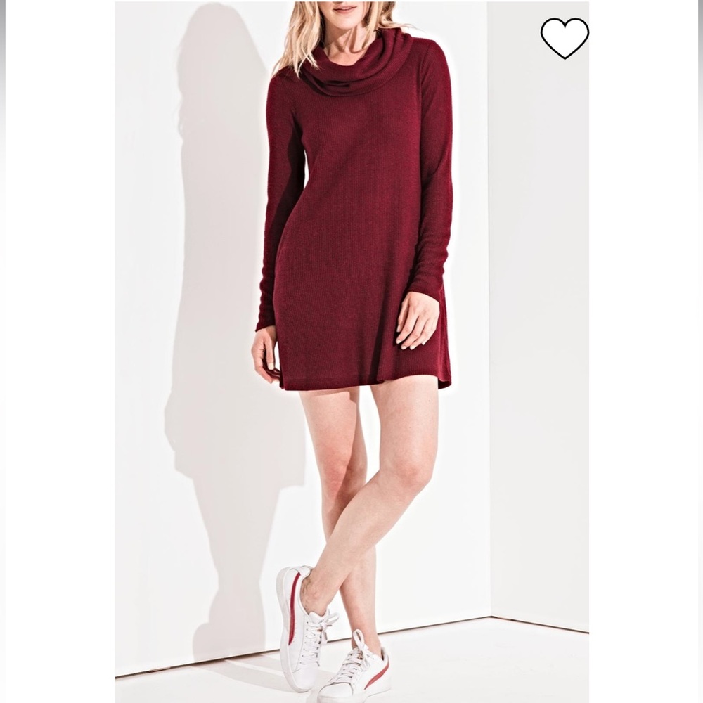Z Supply Maroon Cowl Neck Sweater Dress